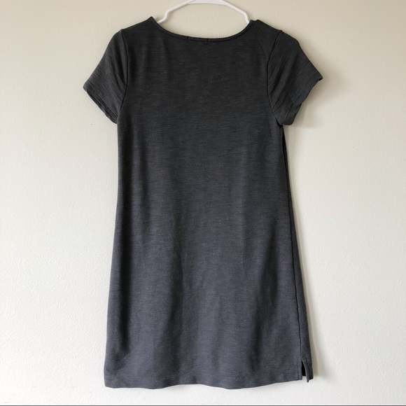 Gap Basic Gray Shirt Dress w Faux Leather Pocket - Picture 2 of 3